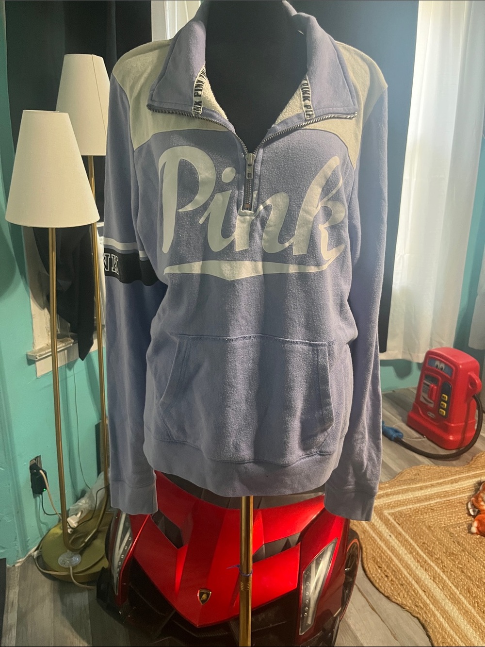 PINK Victoria's Secret Lavender Half-Zip Fleece Pullover
